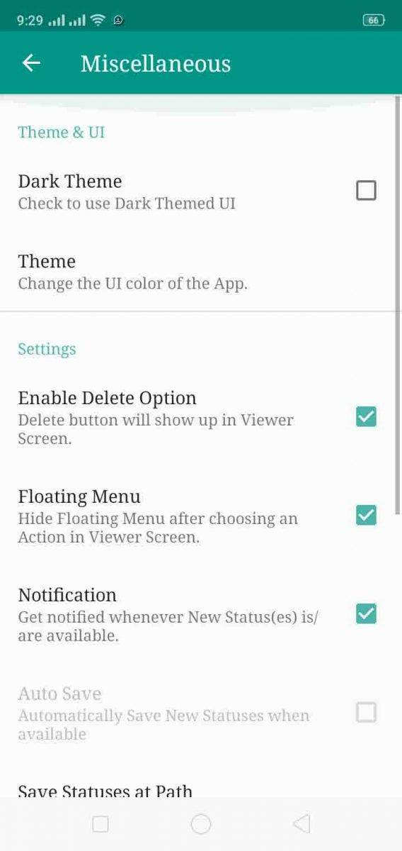 اعدادات تطبيق status saver