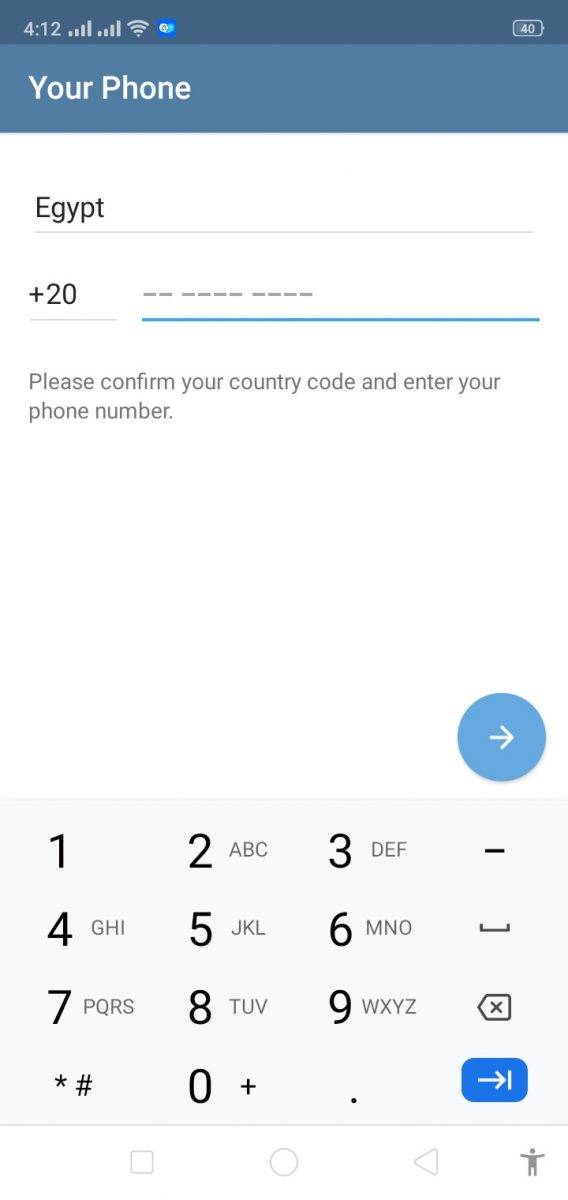 انشاء حساب على Telegram