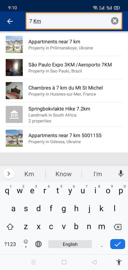 الحجز على booking، تحديد المسافة