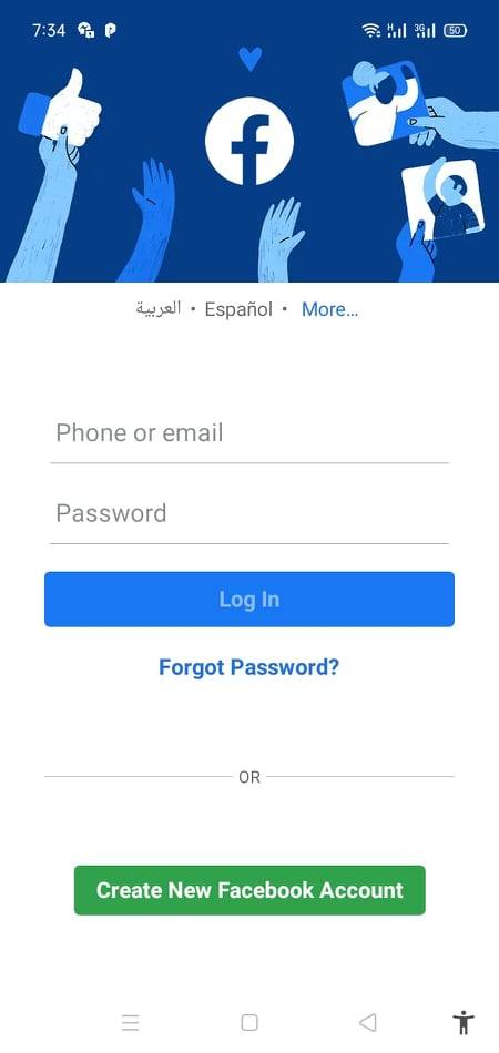 انشاء حساب أخر